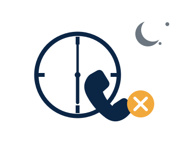 Clock showing 6pm with a missed call icon
