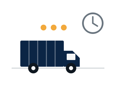 Container truck waiting with a clock above it